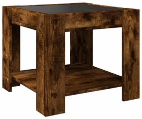 füstös tölgy szerelt fa dohányzóasztal LED-del 53 x 53 x 45 cm