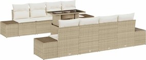 vidaXL Kerti Kanapé Szett párnával tárolóval 9 pcs Beige és krém