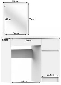 P-2/SL fésülködőasztal (fehér, jobb)