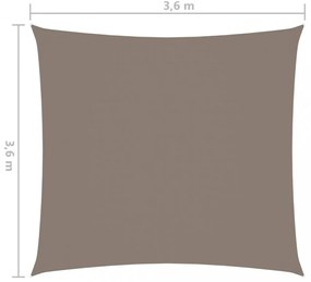 tópszínű négyzet alakú oxford-szövet napvitorla 3,6 x 3,6 m