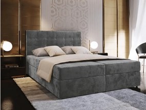 Kárpitozott boxspring ágy GLORIEN VELVET 180x200 cm szürke Matrac: Bonell rugós matrac