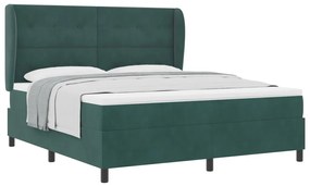 Boxspring Ágy Matraccal Sötétzöld 180x200 cm Bársonyos