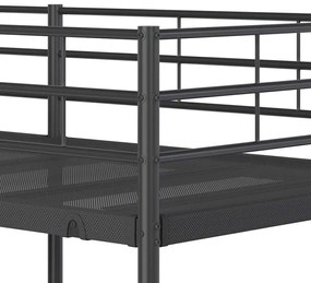 fekete acél emeletes ágy matrac nélkül 80 x 200 cm