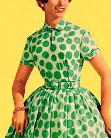 Illusztráció Woman in Green Polka Dot Dress, CSA-Images