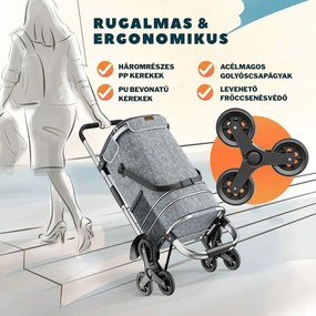 COMFORT bevásárlótáska lépcsőjáró kerekekkel, 50l, szürke Jurhan