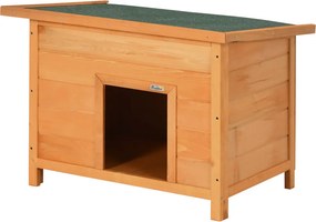 PawHut Kutyakennel, fa kutyaház csuklós aszfalttetővel, vízálló kutyabarlang emelt padlóval, kennel kis kutyáknak, kültéri, sárga