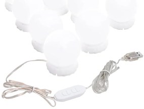 ívelt üvegtükör LED-lámpákkal 60 x 40 cm