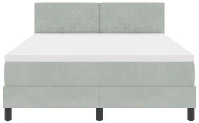 Boxspring Ágy Matrac Tiszta Szürke 140x190 cm Bársony