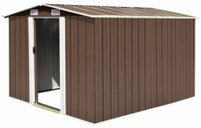 barna fém kerti fészer 257 x 298 x 178 cm