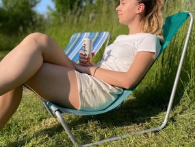 Összecsukható tengerparti napozóágy SAND, zöld csíkos