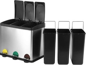 JAGO Szemeteskuka pedálos rozsdamentes acél  3 x 20 L