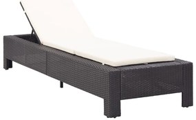Fekete polyrattan napozóágy párnával