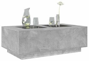 betonszürke végtelen hatású LED-es dohányzóasztal 116x69x40 cm
