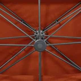 terrakotta színű dupla tetejű konzolos napernyő 400 x 300 cm