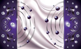 Fotótapéta flizelina Lila gömbök és ezüst ívek Elegancia 200x140 +ragasztó