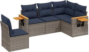 vidaXL 5 részes szürke polyrattan kerti ülőgarnitúra párnával