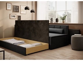 Sötétszürke zsenília kinyitható-tárolóhelyes kanapé 214 cm Fulgeo – ELTAP