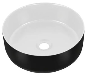 Eros SIMPLE 8 - PULTRA ültethető - Top Counter - porcelán mosdó- MATT FEKETE/FEHÉR - 36 x 36 x 13 cm