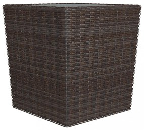 3 részes barna polyrattan és edzett üveg bisztrószett