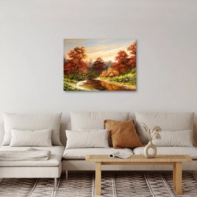 Kép egy folyóról egy őszi tájban, olajfestmény (70x50 cm)