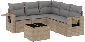 vidaXL 6 részes bézs polyrattan kerti ülőgarnitúra párnával