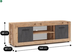 BLAGO RTV szekrény 140 cm – natúr tölgy/grafit