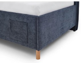 Sötétkék kárpitozott sarok gyerekágy ágyrács nélkül 120x200 cm Fun – Meise Möbel