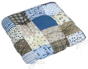 Bellatex Adéla steppelt Patchwork kék ülőpárna, 40x 40 cm