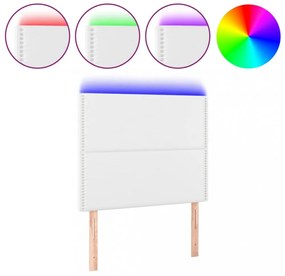 fehér műbőr LED-es fejtámla 100x5x118/128 cm