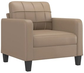 kávészínű műbőr kanapéfotel lábtartóval 60 cm