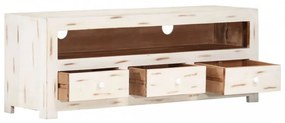 fehér tömör akácfa TV-szekrény 110 x 30 x 40 cm