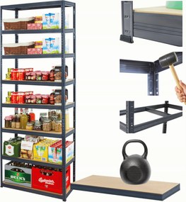 Tárolószekrény fém állvány Helios 270x75x50cm 8Px175kg 300EZER Komb