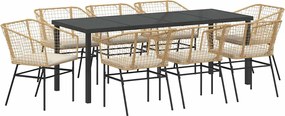 vidaXL Kert étkező szett 9 pcs Barna polirattan