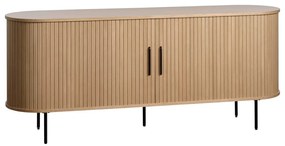 Natúr színű alacsony komód tolóajtóval, tölgyfa dekorral 76x180 cm Nola – Unique Furniture