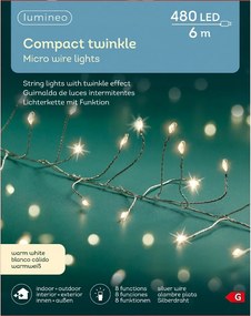 Lámpák Micro 480 LED-es karácsonyfa drót Sűrű Meleg Fehér 6m