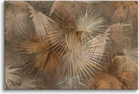 Vászonkép falikép nappaliba barna levelek pálma bézs 60x90