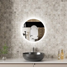 Erga Deam, kerek LED-es tükör 50cm, 3 színű fény, első világítás, páramentesítő fűtőbetét, ERG-V01-Deam-5050-CL