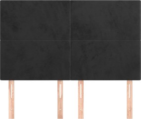 fekete bársony fejtámla 144x5x118/128 cm