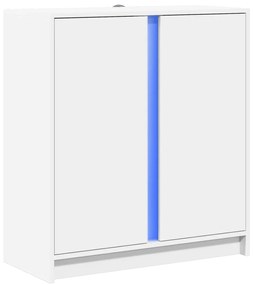 fehér szerelt fa tálalószekrény LED-del 77 x 34 x 85 cm