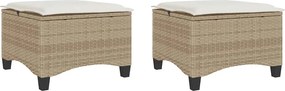 vidaXL 2 db bézs polirattan kerti székek párnákkal 55x55x36 cm