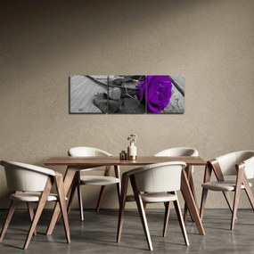 Kép - Lila rózsa zöld szárral (órával) (90x30 cm)