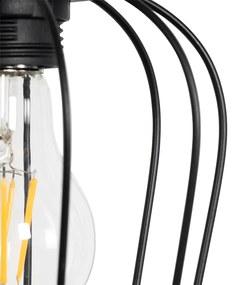 Rusztikus lógólámpa fekete fával 4 lámpás - Stronk