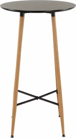 Bárasztal, fekete/tölgy, átmérő 60 cm, IMAM