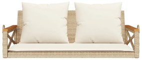 bézs polyrattan hintapad párnákkal 109 x 62 x 40 cm