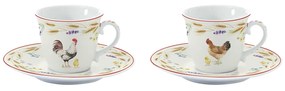 Porcelán kakasos farmhouse eszpresszó kávés csésze 2 db szett Country Life