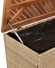vidaXL bézs polyrattan és akácfa kerti tárolóláda 110 x 50 x 54 cm