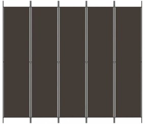 5 paneles barna szövet paraván 250 x 220 cm