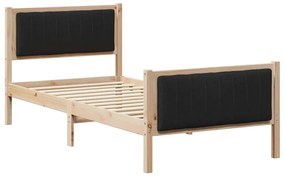 Ágykeret fejtámlával Barna és fekete 90 x 200 cm Tömör fenyőfa