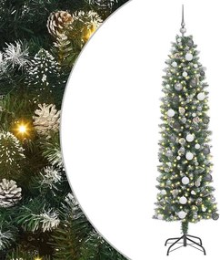 vidaXL Mű Karcsú Karácsonyi Fa 300 LED-del Zöld és Fehér 210 cm