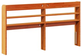 viaszbarna tömör fenyőfa fejtámla polcokkal 120 cm